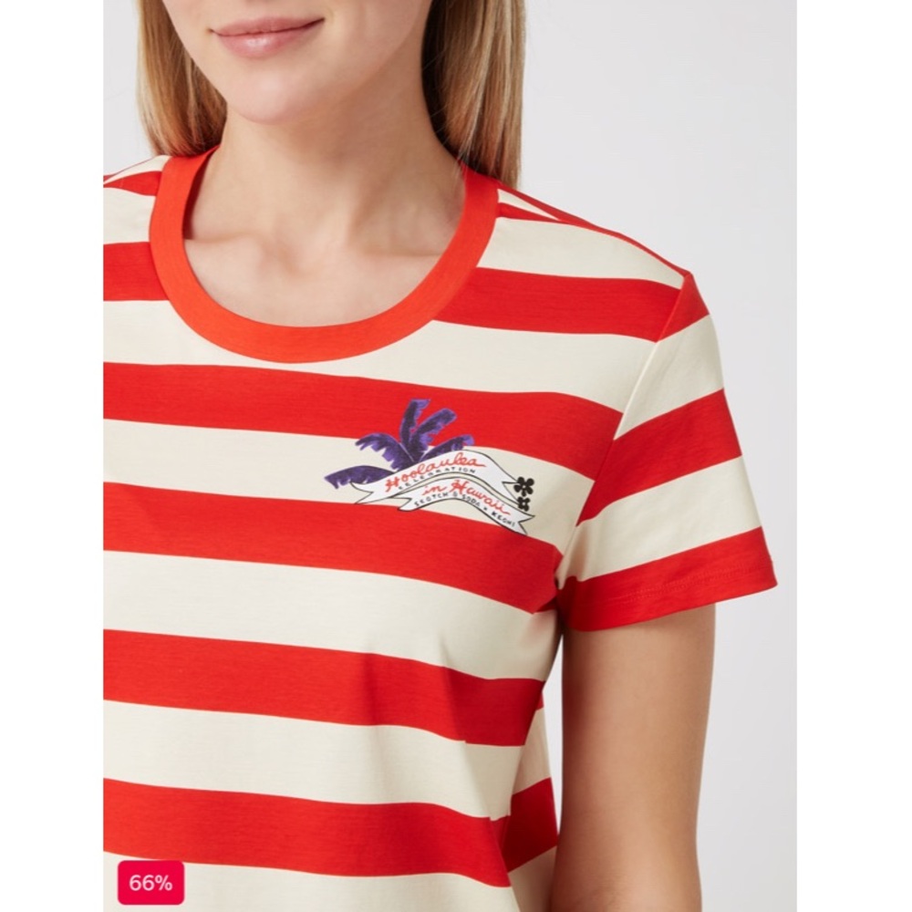 Scotch & Soda x Keoni Kapsule Damen Red/Cream Stripe Cotton Tee